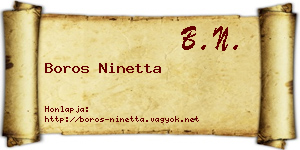 Boros Ninetta névjegykártya